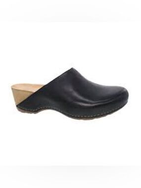 Dansko Black Leather Talulah Slip-On Clog Mule - Women 36 / 5.5